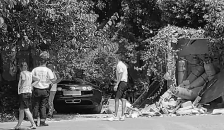 Ronaldo car crash კრიშტიანუს ბუგატი კედელს შეასკდა